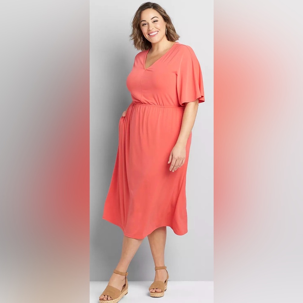 Lane Bryant Coral Midi Dress
